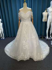 Prix usine nouveau luxe longue Train robe de mariée dentelle robe de bal de mariée manches gland rétro blanc - Product Image 5