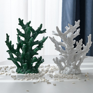 Simulated Resin Coral Ornaments Green White Modern Aquarium Decorations Freestanding For Home Fish Tank <b>Desk</b> Entryway - Product Image 1