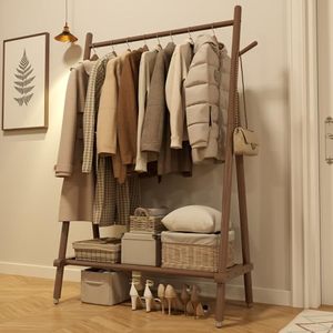Wholesale Rolling Solid Wood Non-Folding OEM ODM Custom Logo Storage <b>Shelves</b> Mobile <b>Clothes</b> Organizer Storage - Product Image 1