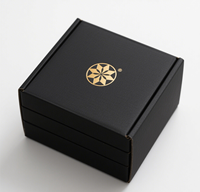 Caja de Cartón Corrugado Negra con Impresión en Dorado Personalizada, Caja de Regalo de Lujo para Perfumes y Cosméticos, Empaque para Minoristas de Marcas de Fragancias