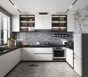 Meubles de cuisine sur mesure de style moderne avec porte en MDF pour usage domestique, armoires de rangement de cuisine - Product Image 6