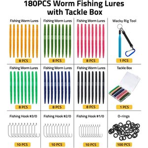 Cvlife Wacky <b>Worm</b> Kit 48Pcs 5.5 Inch Lures With 100 O Rings 30 Hooks Tackle Box For Bass Fishing Freshwater Lure Fishing - Product Image 2