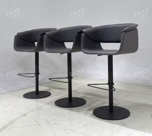 Taburete de <span class=keywords><strong>Bar</strong></span> Giratorio Ajustable EKAR Aria, Silla de Comedor de Cuero Sintético Contemporáneo para el Hogar, <span class=keywords><strong>Bar</strong></span> y Hotel - Product Image 6