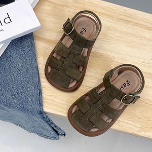 Sandalias de Verano para Niñas, Estilo Coreano, Tejidas, con Suela Suave Antideslizante, Punta Cerrada, para Bebés y Niñas Pequeñas, Modernas y de Color Sólido - Product Image 3