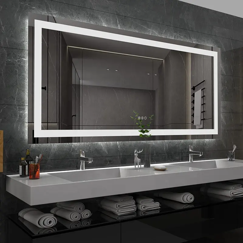 OEM/ODM Lighted Bath Mirrors Toilet Wall Dimming Defogger Rectangle Bathroom Led Mirror WITH LIGHT