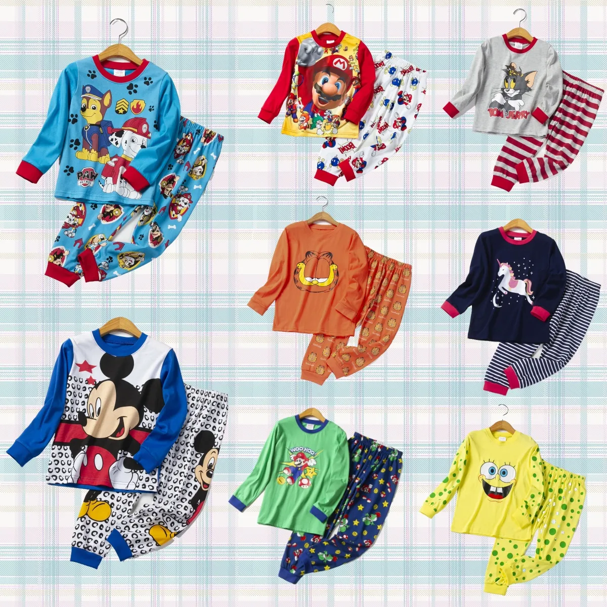 Yiwu nhà máy bán buôn cậu bé của Ngủ Mặc bông phim hoạt hình dễ thương in hai mảnh dài tay áo đồ ngủ cho cậu bé trẻ em trẻ em
