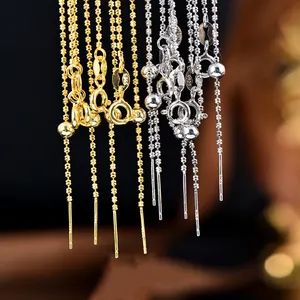 Cadena de bolas pequenas de cuentas de plata de ley plain sem precious rosary sterling silver 925 necklace bead small ball chain