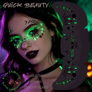 10 Fogli di Adesivi Temporanei per il Viso, Patch Luminose a Tema Zucca e Ragnatela, Tatuaggi Viso Fluorescenti - Product Image 3