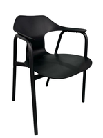 Chaise de salle à manger ergonomique en PP avec dossier incurvé, empilable, siège profilé design, en plastique, pour restaurant, café, hôtel en extérieur
