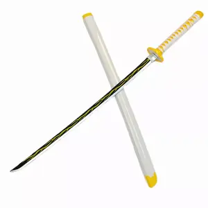 Demon Slayer Japan Anime Cosplay Props Handwork Weapon Bamboo Wooden Model Decoration Real Katana Toy Samurai Sword