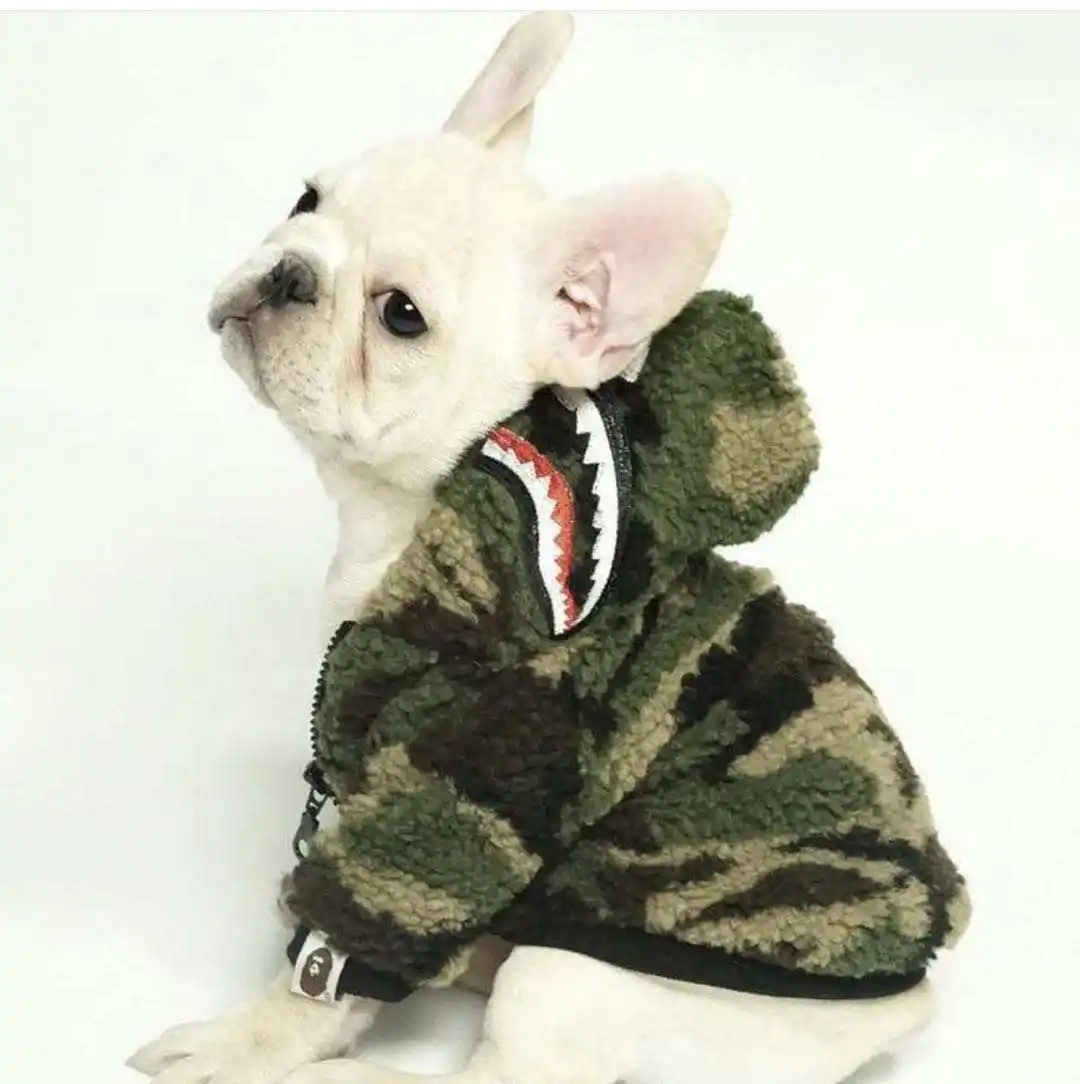 JXANRY Dog Shark Hoodie Pets Fleece Thick Clothing Autumn/Winter Dog Zipper Coat Pet Clothes