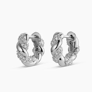 Wholesale Micro Insert VVS GRA Moissanite Twisted Designer Jewelry 14k gold filled huggie hoop <b>earrings</b> - Product Image 6