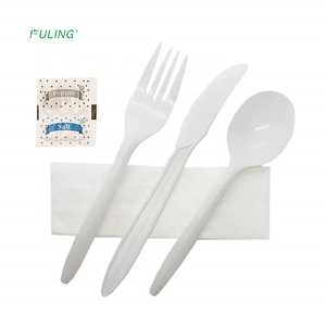 2.5 g pp cutlery set disposable utensils oem bulk clear white black plastic utensils forks spoon napkin