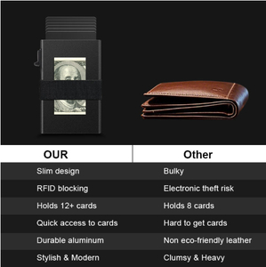 Portefeuille fin en aluminium avec logo personnalisé et fermeture à bouton en métal pour cartes de crédit avec blocage RFID - Product Image 6