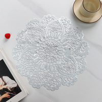 Set de table rond en PVC résistant à la chaleur, style dentelle romantique française, ajouré vintage, diamètre 38 cm