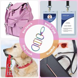 PECMER Ensemble de quincaillerie pivotante arc-en-ciel : Boucles, anneaux en D, crochets de fixation pour lanières, pour la fabrication de sacs à main et la confection de sangles de sacs - Product Image 4