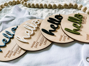 Letrero de Madera de Bienvenida para Recién Nacidos con la Frase 'Hola Mundo', Placas con el Nombre del Bebé para Accesorios de Fotografía, Baby Shower, Hospital, Guardería - Product Image 5