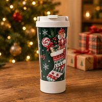Mug de voyage anti-déversement en acier inoxydable à double paroi avec ventouse, personnalisable avec insert en papier, pour Noël, à faire soi-même