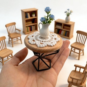 Table basse ronde miniature pour maison de poupée, modèle de scène de vie BJD, ornement décoratif - Product Image 1