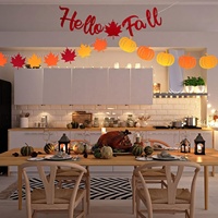 Décoration suspendue pour fête de Thanksgiving en extérieur et en intérieur, bannières personnalisées en feutre « Hello Fall » avec des citrouilles d'automne et des feuilles d'érable