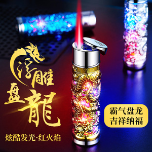 Briquet Panlong coloré, étanche au vent, en métal gaufré, à flamme directe, pour homme, idéal comme cadeau. - Product Image 1