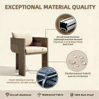 Fauteuil d'extérieur en aluminium avec revêtement imperméable pour projets de mobilier de balcon et de terrasse résidentiels et multifamiliaux