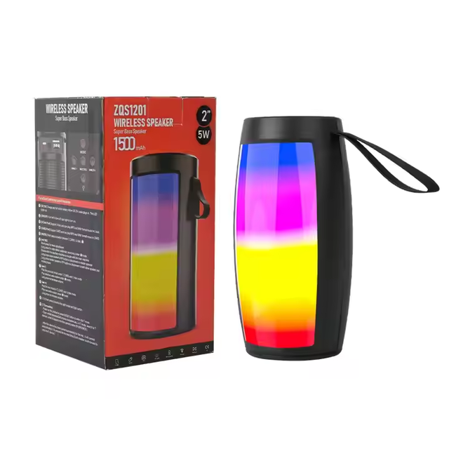 ZQS1202 Wireless Bt Speakers Powerful Portable Sound Box Subwoofer Car Audio Bass MP3 Player Sound System LED Lights FM