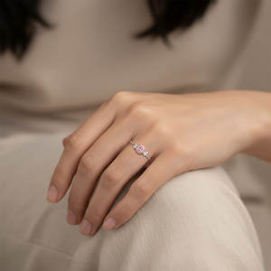 Bague de luxe haut de gamme en or massif blanc avec diamant rose fantaisie, cadeau de mariage de Hong Kong, idéale pour la Saint-Valentin - Product Image 6