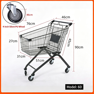 340L Wire Mesh Shopping <b>Cart</b> Large Capacity Supermarket Trolley Quiet <b>Rolling</b> Swivel Wheels Retail Store Use Use Set Kit - Product Image 1