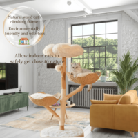 Structure d'escalade et lit pour chat en bois massif, sisal tressé à la main, style moderne, écologique et naturel, pour arbres fruitiers