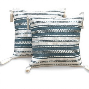 Decorative Bohemian Home Decor Stripe Design Cotton Cushion <b>Cover</b> With Tassel Handwoven IndoorOutdoor <b>Throw</b> Pillow <b>Cover</b> By ITHL - Product Image 1
