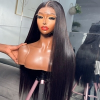 Vente en gros de perruques en cheveux humains indiens naturels lisses 13X4 HD lace closure perruques frontales lace pre-plucked perruques de cheveux humains pour femmes noires