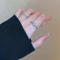 Bague ouverte élégante en cuivre micro-pavée de zircone elliptique pour femme, bijou fin minimaliste tendance pour l'index, cadeau idéal