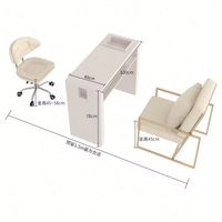 Meubles de salon de manucure de luxe, table et chaise de manucure doubles, vente en gros d'usine, salon de beauté professionnel en bois, style moderne du milieu du siècle