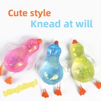 Jolie balle anti-stress en forme de canard en cristal pailleté Aurora Gold, super douce en TPE, jouet à presser portable pour enfants de 5 à 7 ans