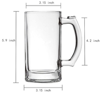Chopes à bière lourdes, chopes en verre de 16 oz avec poignée, verres à bière de 500 ml, verres à boire pour la bière