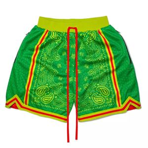Shorts de basket-ball pour hommes et enfants, personnalisés, respirants, logo, grande taille, vintage, patchwork, broderie, imprimé, en maille - Product Image 1