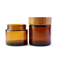 Bocaux en verre ambré CR de 1 oz, 2 oz, 3 oz, 4 oz avec couvercles en bambou, emballage à l'épreuve des enfants, bocal en verre à l'épreuve des enfants pour crème pour le visage et soins de la peau