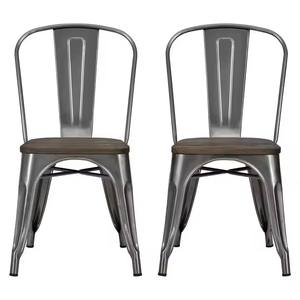 <span class=keywords><strong>Silla</strong></span> de comedor de hierro <span class=keywords><strong>Tolix</strong></span> de Metal para restaurante apilable al aire libre de jardín Vintage de estilo Industrial con asiento de <span class=keywords><strong>madera</strong></span> - Product Image 2