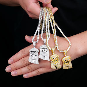 थोक कस्टम पुरुषों 925 चांदी डी वी बनाम मोसानाइट मोसानाइट मोसानाइट मोसानाइट ने टेनिस चेन हार के लिए जेसस का टुकड़ा - Product Image 2