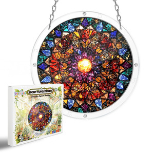 Wacocetoy Attrape-soleil lumineux en acrylique, puzzle 20x20cm, décoration murale ronde pour fenêtre - Product Image 1