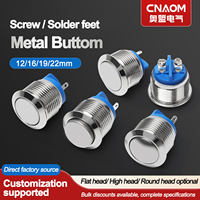 Mini Interruptor de Botón Pulsador de Metal Impermeable de Acero Inoxidable, Cabeza Plana/Redonda, 3A 220V 12/16/19/22/25/30mm, Iluminación Interior/Exterior