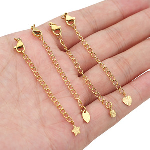 Cadena de extensión de acero inoxidable con cierre de langosta, juego de accesorios de joyería con diseño de estrella para reparación de collares y pulseras DIY - Product Image 4