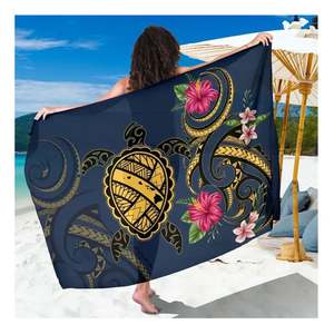 Guam-Sarong con estampado polinesiano <span class=keywords><strong>de</strong></span> tortuga hibisco para mujer, pareo para playa, falda larga, Bikini, bufanda <span class=keywords><strong>de</strong></span> gasa para traje <span class=keywords><strong>de</strong></span> baño - Product Image 1