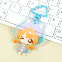 Porte-clés personnalisable en acrylique pour anime et dessins animés – Impression double face, léger, écologique, avec breloque et design holographique scintillant