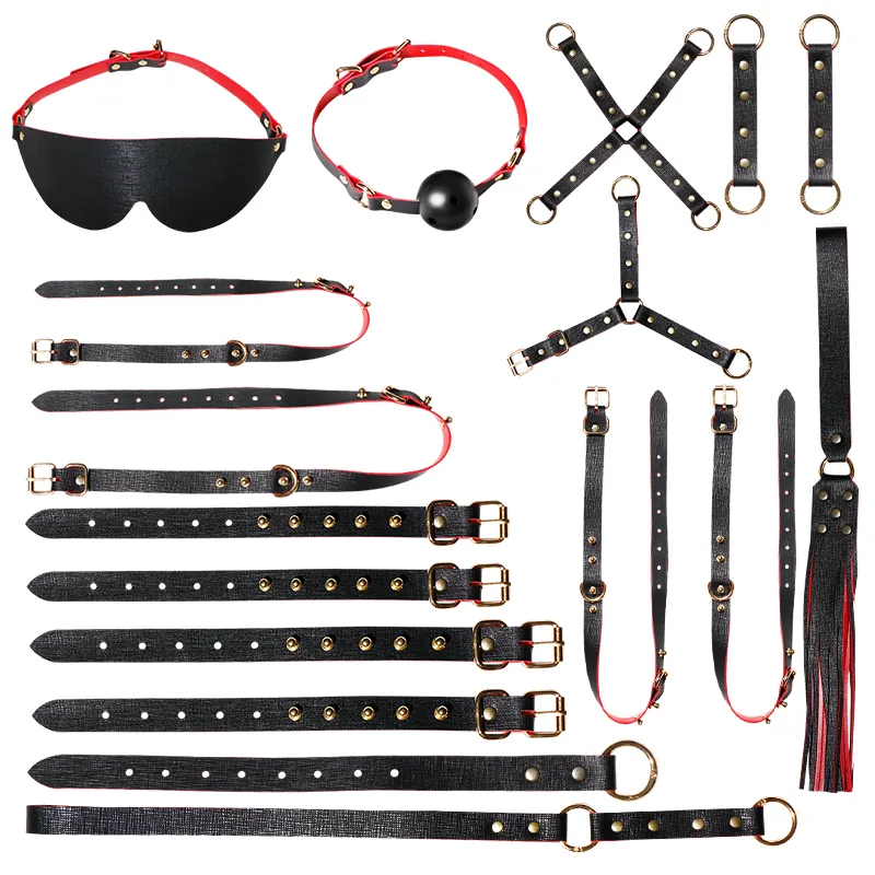 13 piezas de correa de cintura de tracción PU cuero SM bondage kit Japón bondage juguetes sexuales para hombres