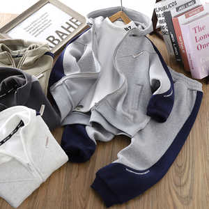 Abito Casual in pile da ragazzo alla moda due pezzi di <span class=keywords><strong>abbigliamento</strong></span> <span class=keywords><strong>sportivo</strong></span> con imbottitura in cotone invernale nuovi pantaloni da giacca per <span class=keywords><strong>bambini</strong></span> per l'autunno inverno - Product Image 1