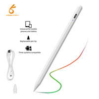 Stylet capacitif actif avec attraction magnétique et charge Type-C pour téléphones portables et tablettes avec pointe POM remplaçable