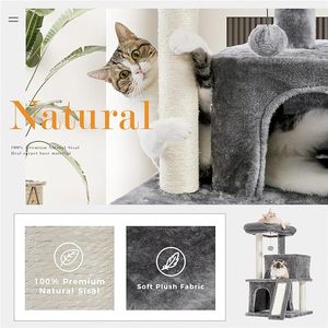 Jouet de luxe moderne pour animaux de compagnie Produit pour <span class=keywords><strong>chat</strong></span> Grand moderne Bois <span class=keywords><strong>Gris</strong></span> Multi-niveaux Poteau de tour pour <span class=keywords><strong>chat</strong></span> Bois Arbre à <span class=keywords><strong>chat</strong></span> - Product Image 4