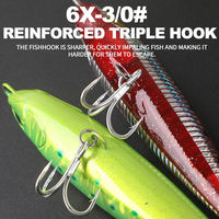 Leurre de pêche artificiel dur Yozuri Crankbait Musky Sublimation Hard Pencil de 160 mm, 70 g, imprimé en 3D, coulant, avec hameçon triple